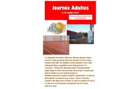 JOURNÉE ADULTES DIMANCHE 10 OCTOBRE 2010