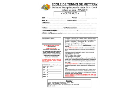 INSCRIPTIONS ET RÉINSCRIPTIONS 2014-2015